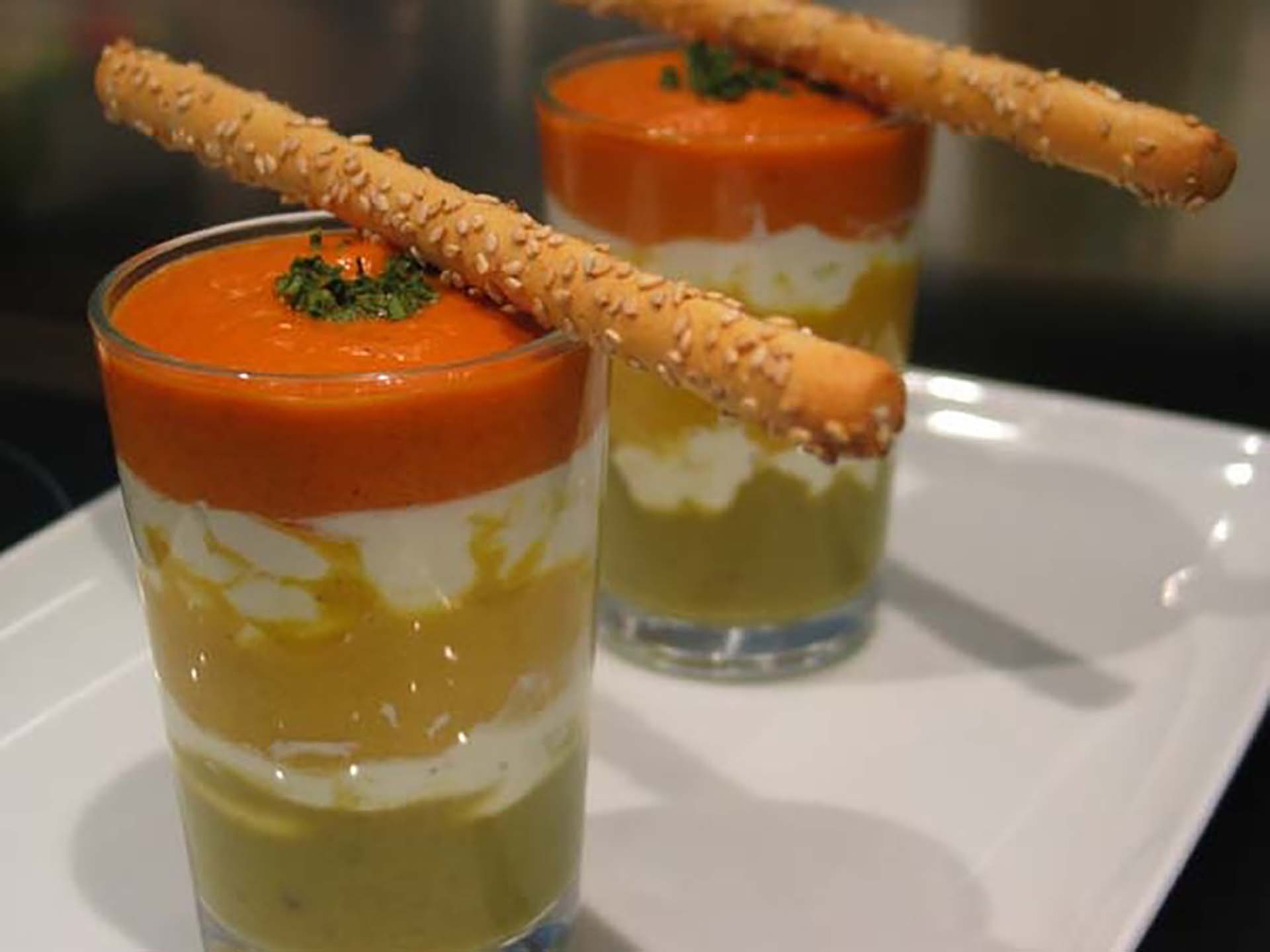 Présentation de Trilogie de poivrons au chèvre "Apéro de Noël"